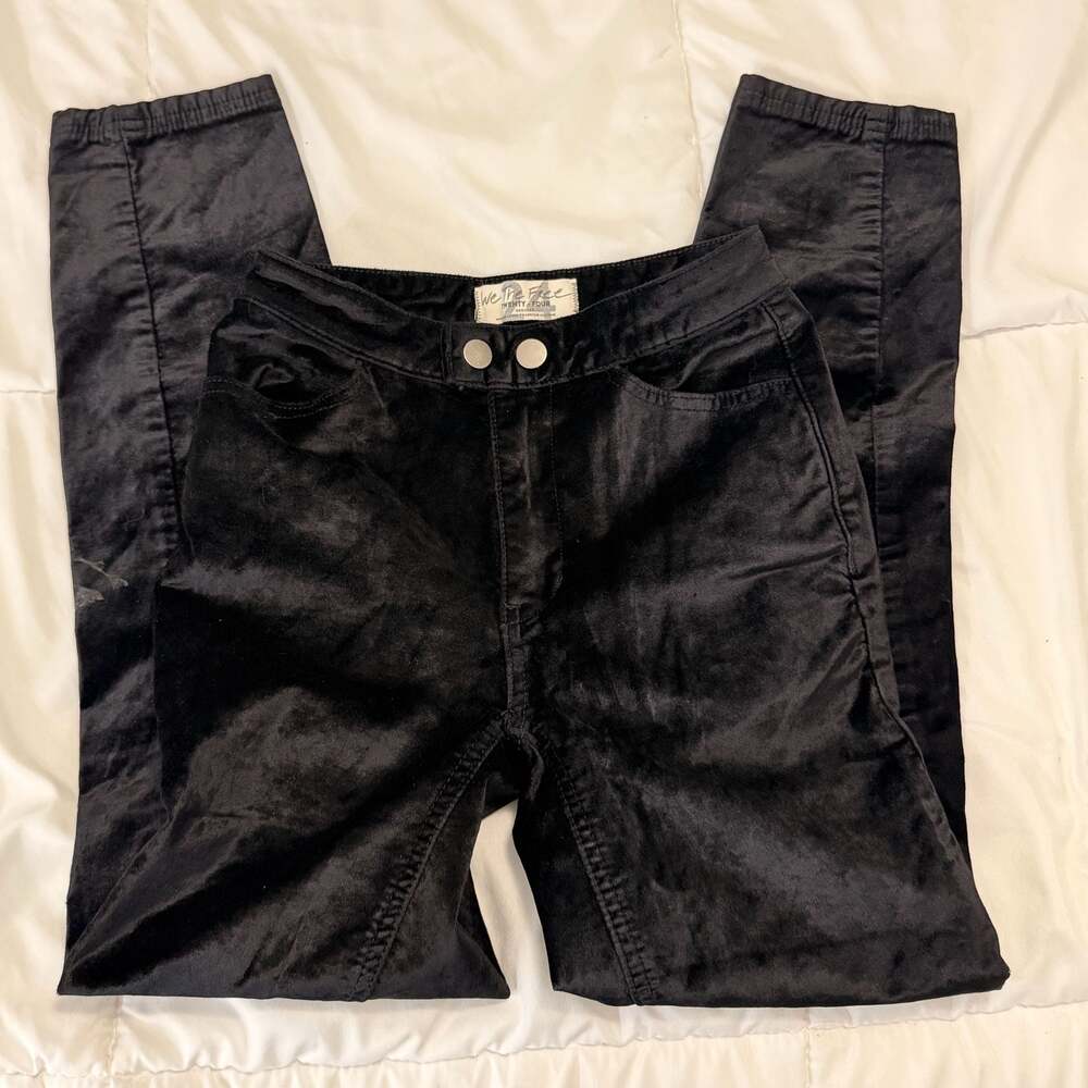 The Free Free People Black Velvet Skinny Pants 24